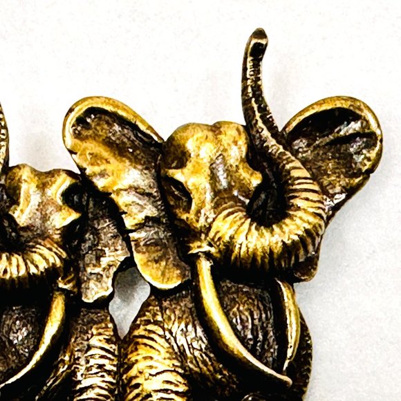 Elephants Walking Brooch/Pin - Jonette Jewelry (JJ) Vintage Brooch (1980s) - Picture 2 of 6